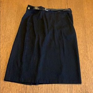 Navy Pinstripe Skirt w/ Belt